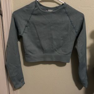 Blue ribbed crop top